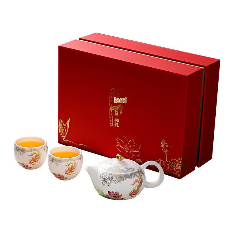Mutton Fat Jade Dragon Egg Teapot Set with Koi Zen Cups