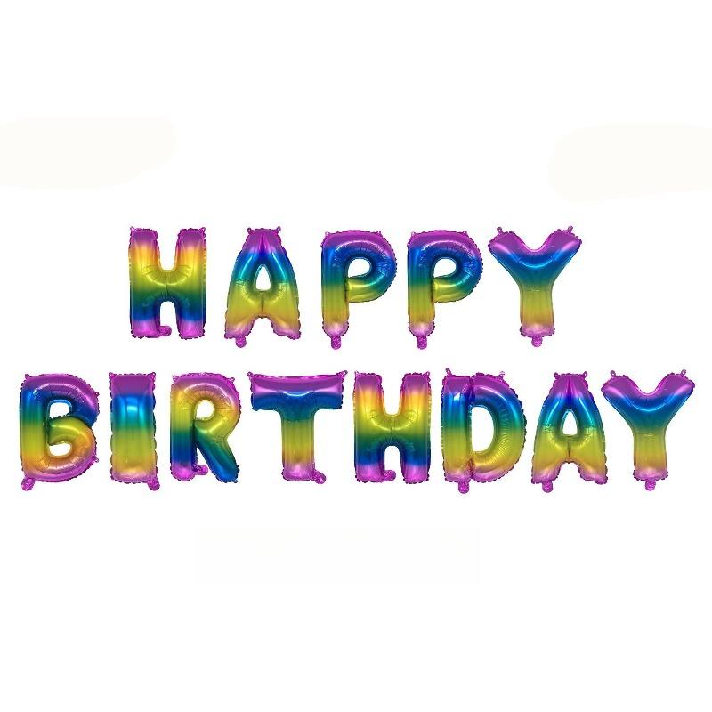 16 inch Happy Birthday Letter Set Happy Birthday Aluminum Film Balloon Pendant Aluminum Foil Ball Celebration