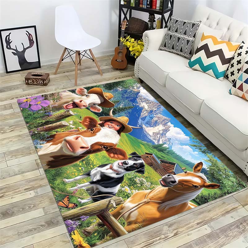 Cartoon Mushroom Elf Area Rug, Cute Fungi Floor Mat 40x60cm( 15x23in )