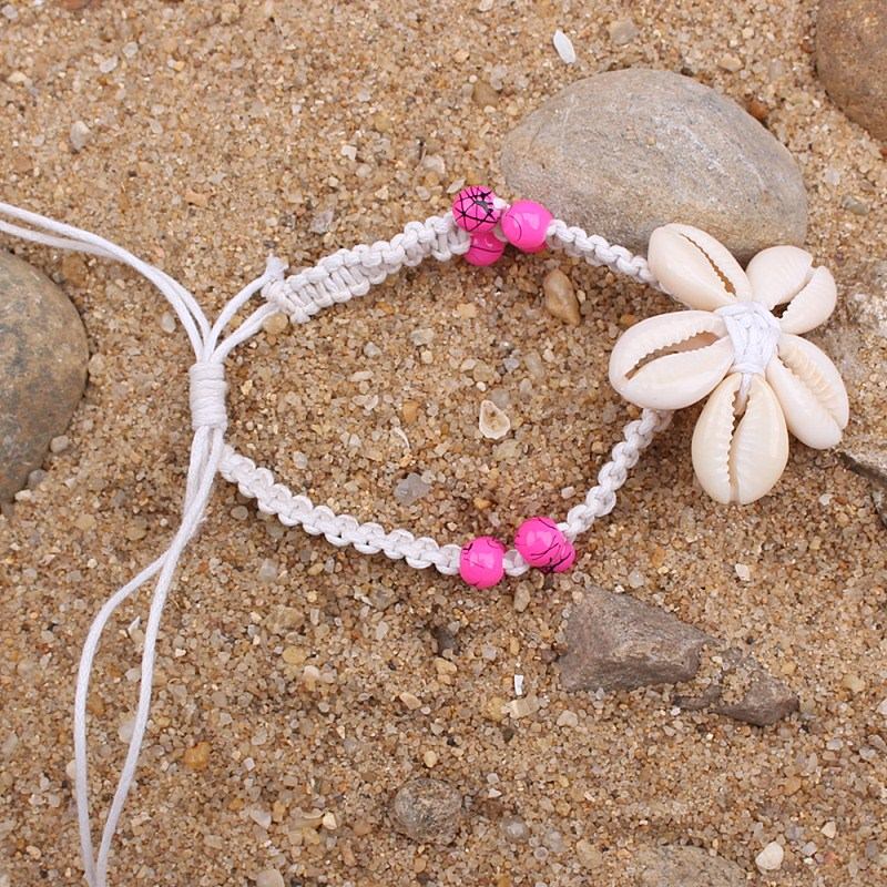 

New Handmade Natural Seashell Hand Knit Bracelet Shells Bracelets Women Accessories Beaded Strand Bracelet Fashion Zircon Яскраво-рожевий