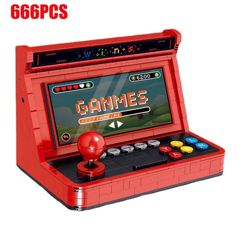 666pcs Simulation Retro Desktop Game Machine Model Micro Building Blocks Mini Bricks Assemble Children Toys for Kids