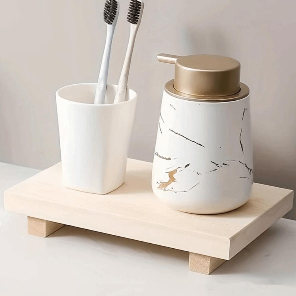 Retro Pedestal Stand Wooden Vanity Tray Home Decor Storage Holder Tray  Kitchen