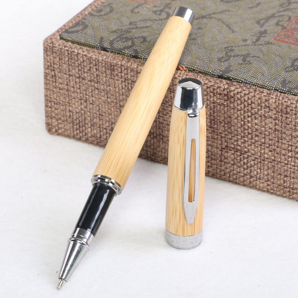 Solid Wood Box Office Business Bamboo Signature Ball Pen, Advertising Gift Bamboo Wood Spinning Ballpoint Pen Set