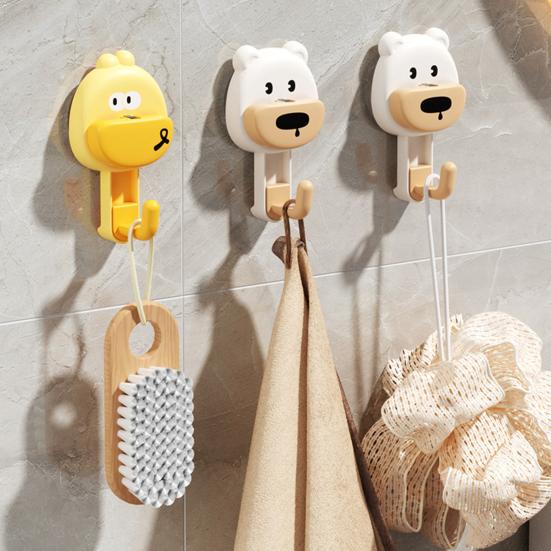 Suction Cup Hook Cartoon Animal Waterproof Bathroom Hook Removable Wall Hook for Bathroom Towels Kitchen Utensils