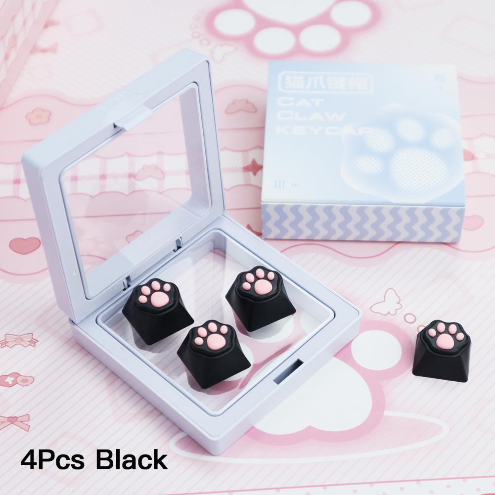 1/4Pcs Lovely Cat Claw Keycaps Cross Axis Key Cap Pink White Cartoon DIY Decoration For Mechanical Keyboard Arrow Keys