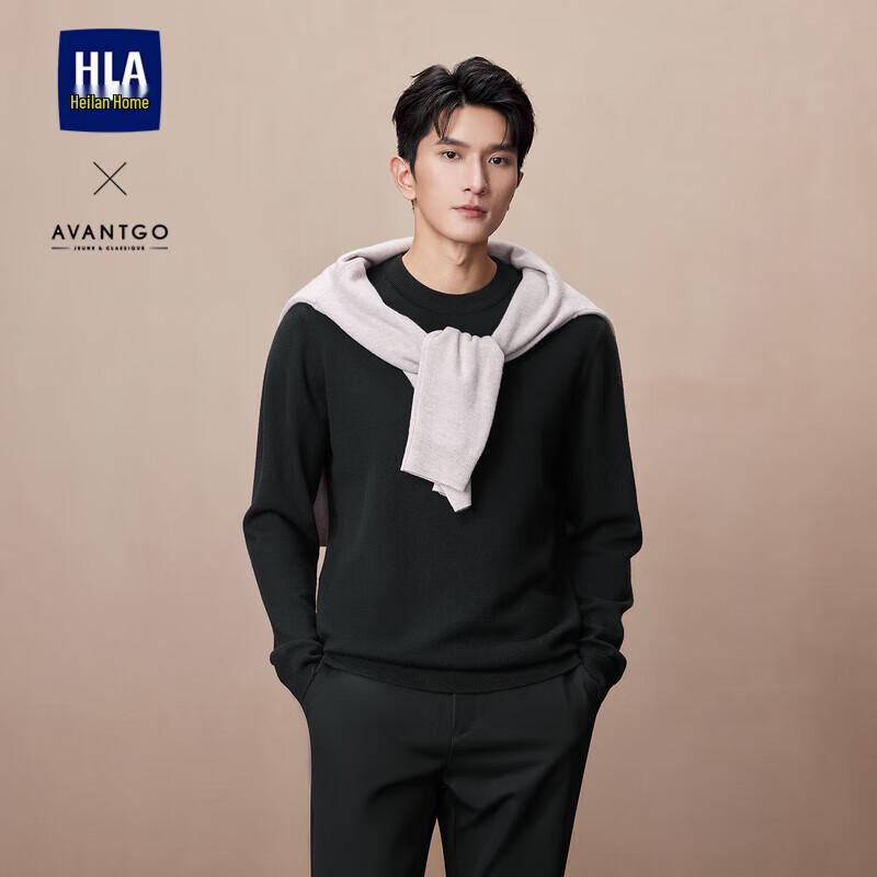 Мужской повседневный деловой свитер HLA из чистой шерсти с круглым вырезом L