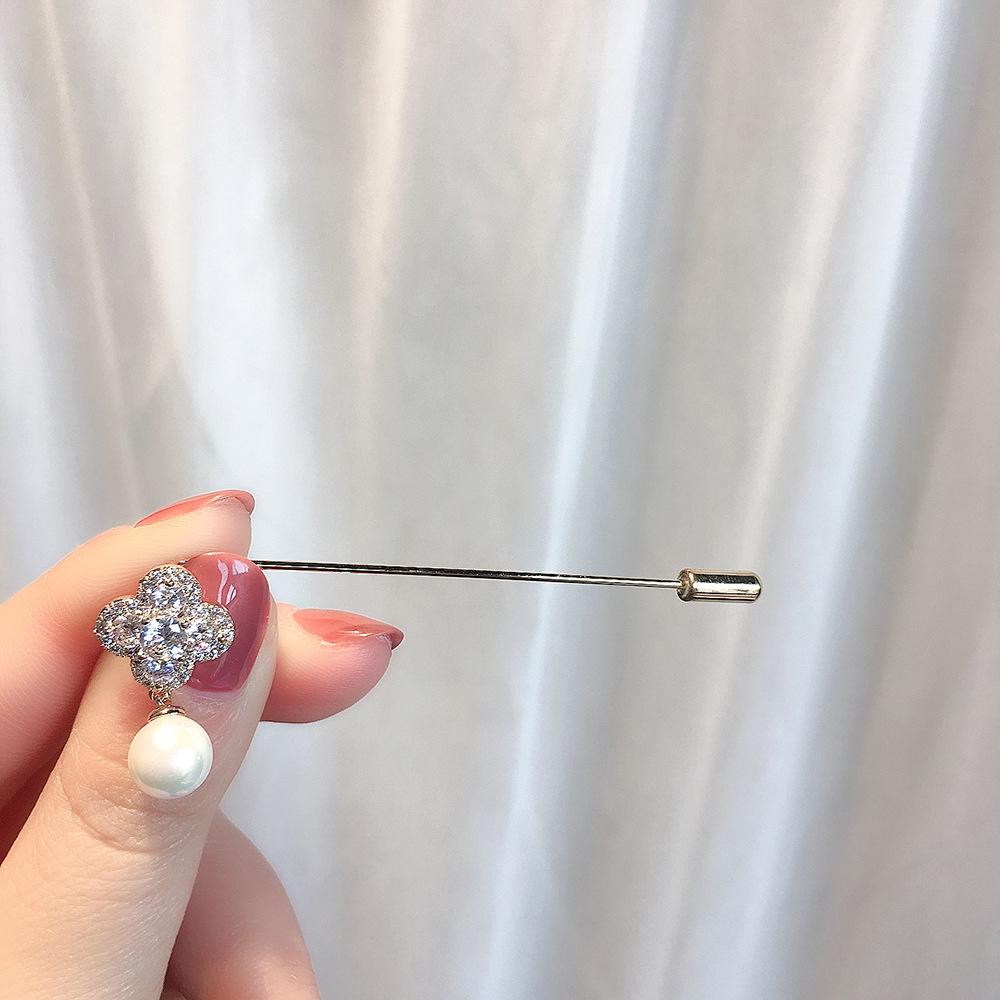 Bo Xin Yun Zirconia Brooch - Elegant Anti-Exposure Pin for Dresses