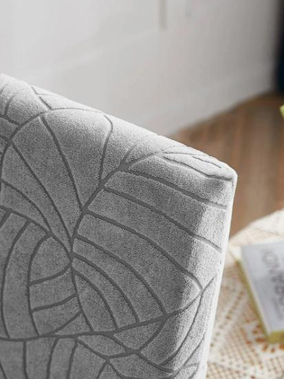 Light Gray Velvet Jacquard Patterned Elastic Chair Cover [21Zd]