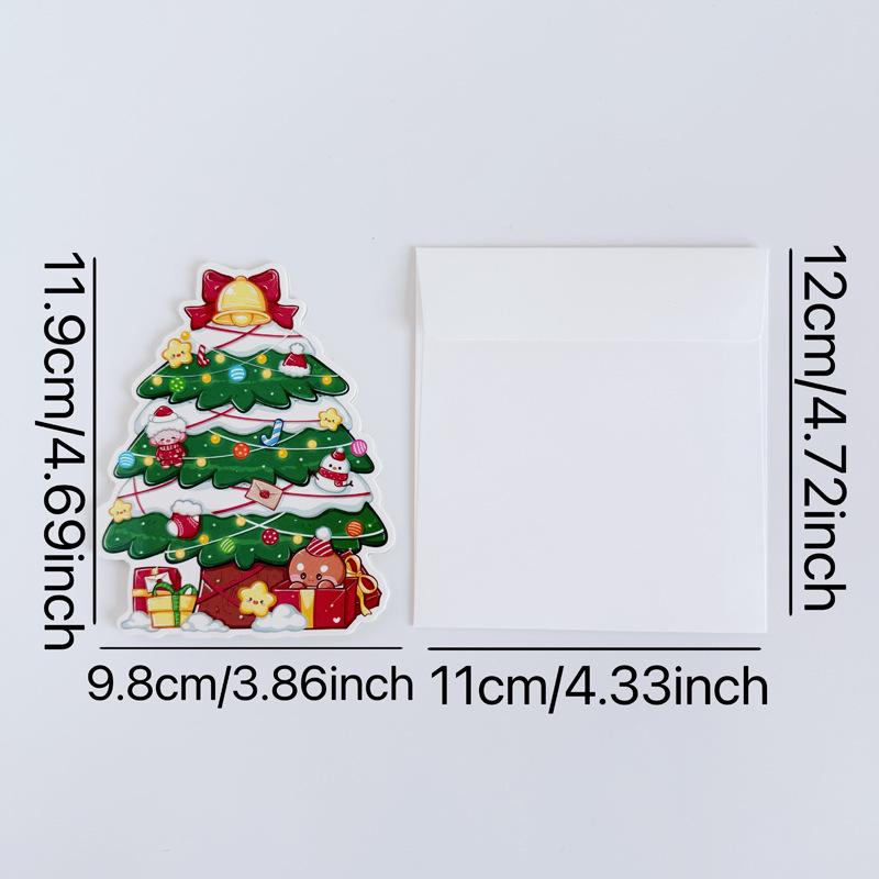 3D Retro Foldable Christmas Tree Greeting Card with Envelope - Perfect for Best Friends or Couples.