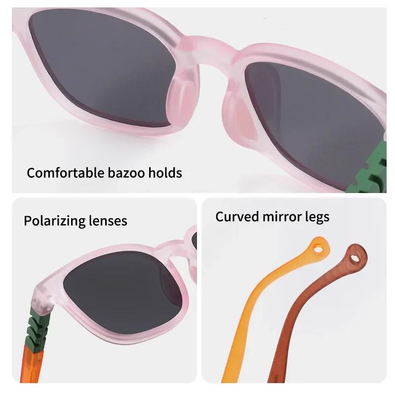 Fashion Silicone Square Sunglasses Contrasting Colours Jelly Colorful Frame Polarized Lens UV400 Boys Girls Age 3-12