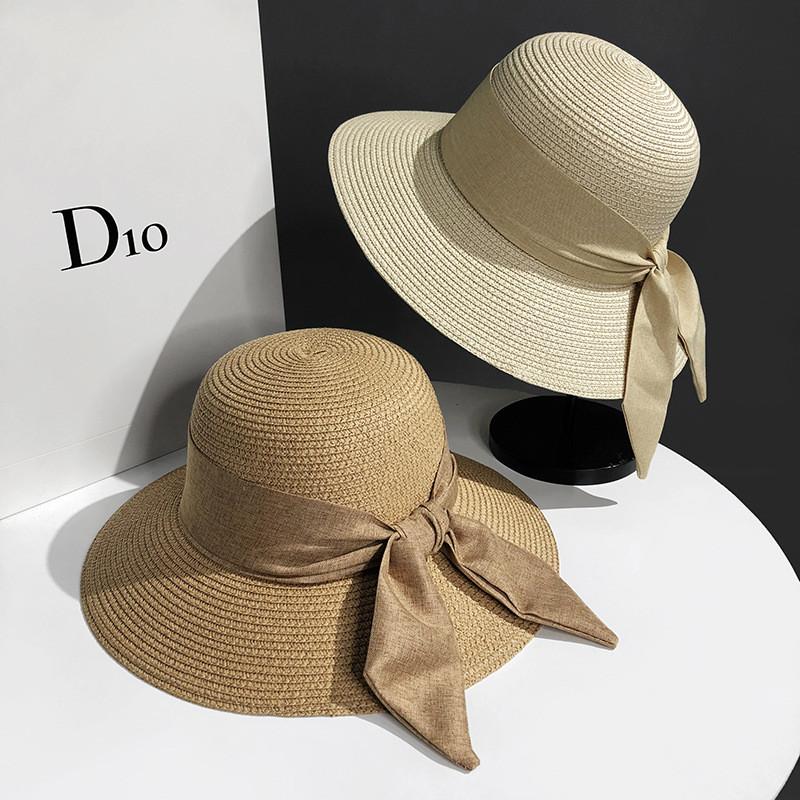 Womens Chic Straw Beach Hat Adjustable Fit Elegant Bow Perfect Outing Summer