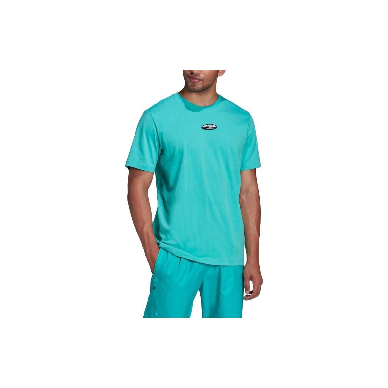 Adidas T Shirts Men s Teal Crew Neck Moderate Straight Fit HC9493 58