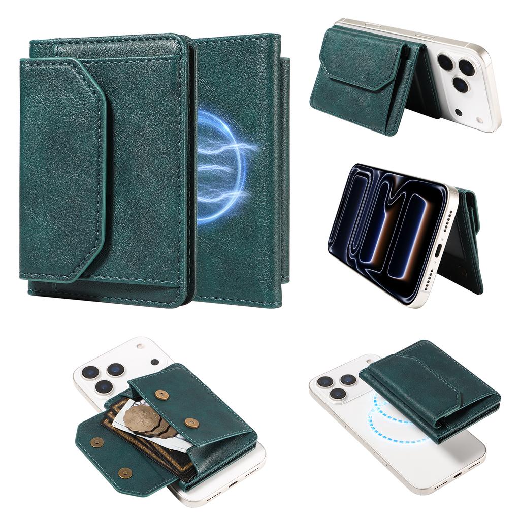 Magnetic Detachable Phone Card Holder 4 Card Slots Anti Theft RFID Blocking Wallet Phone Stand Function