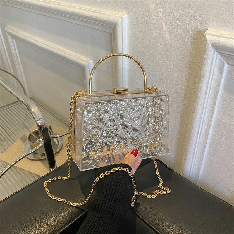 Clear Acrylic Shoulder Chain Crossbody Bag for Women Cross Body Light Korean Popular Luxury Designer Night Trendy