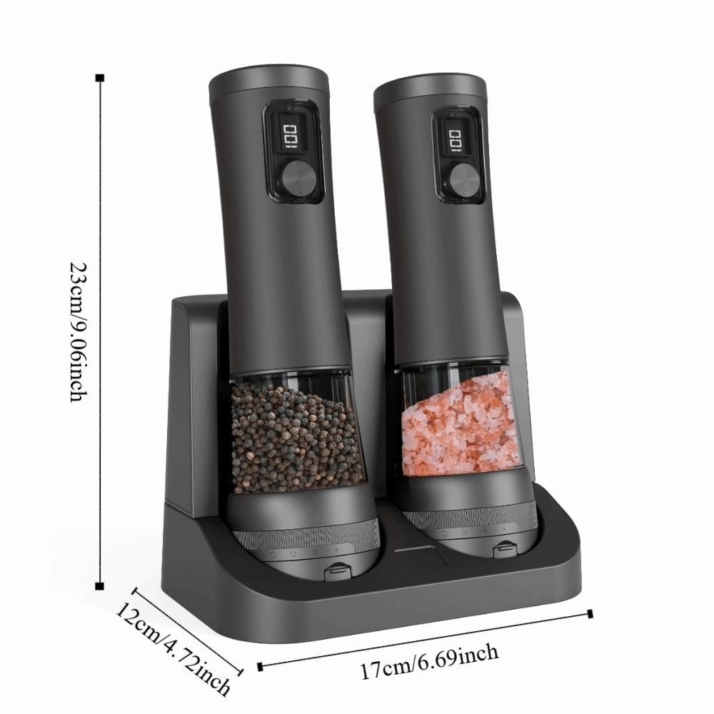 LED Indicator Electric Pepper Salt Grinder Set Adjustable Coarseness Pepper Salt Mill Restaurant