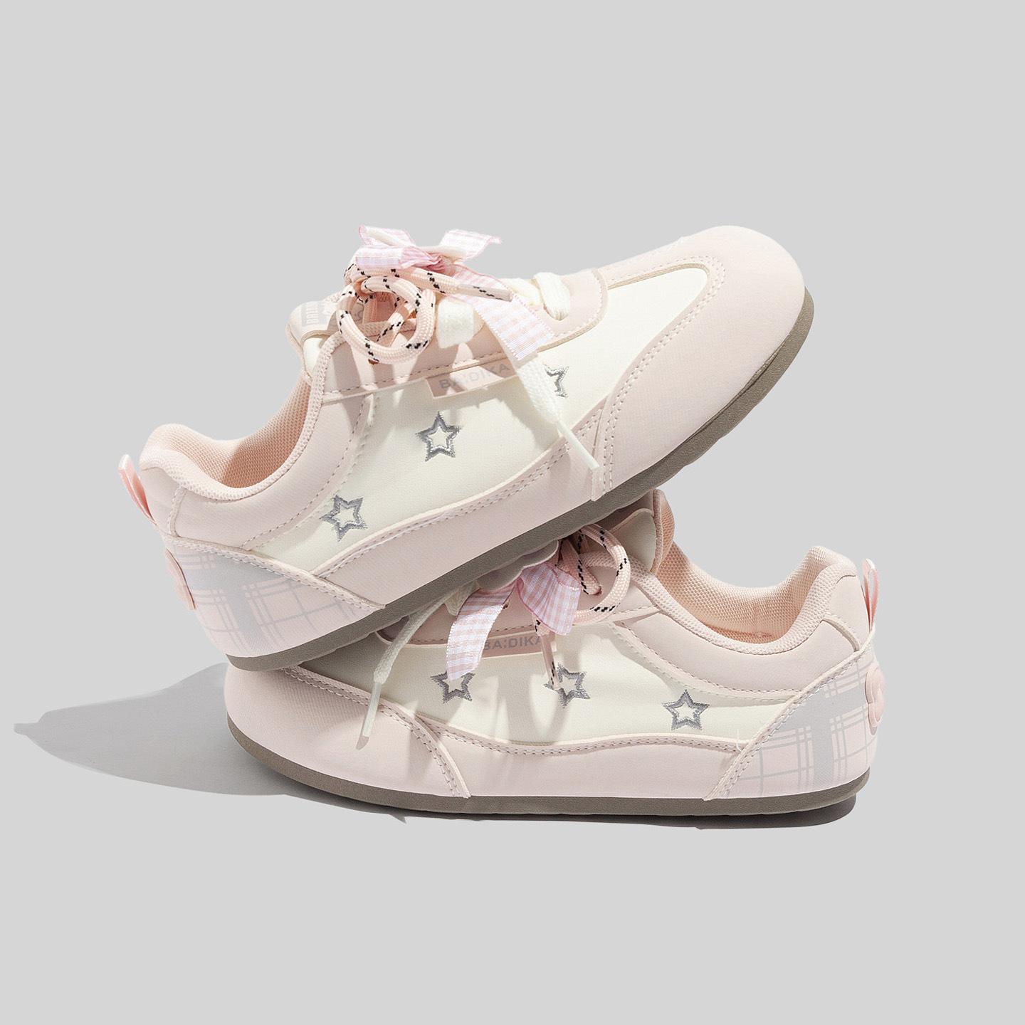 Cute star bow casual spring new flat-bottomed retro German training shoes 35