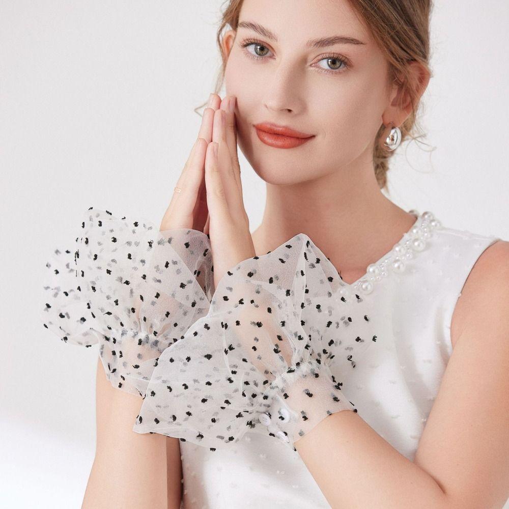 Double Layer Lace Fake Cuffs Pleated Horn Cuffs Decoration Cute False Cuff Sleeve  Shirt Decoration