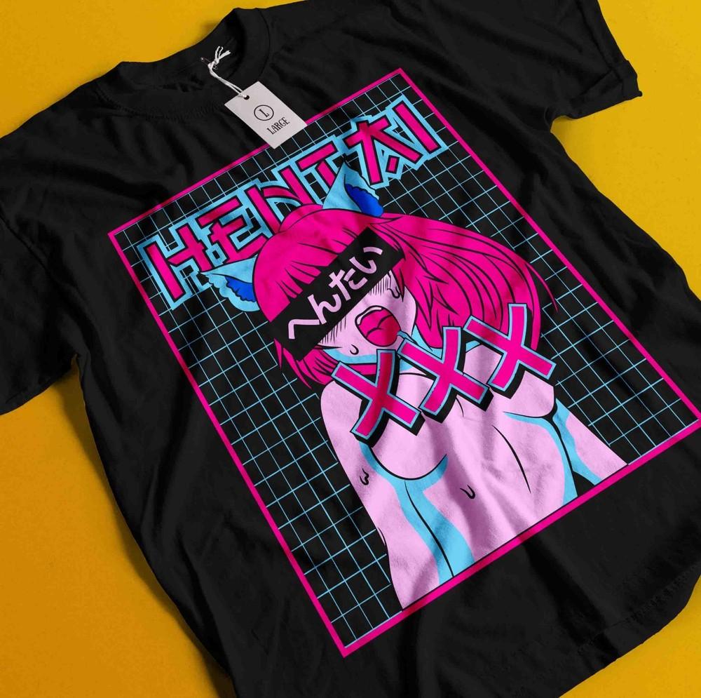 

Аниме футболка в стиле этти, японская графическая футболка, манга вайфу каваии, унисекс футболка L