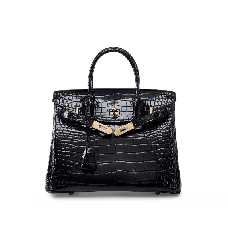 Borsa in pelle di vacchetta di primo strato con motivo coccodrillo bianco, borsa a tracolla di alta gamma, borsa a mano da donna grande in pelle per pendolari