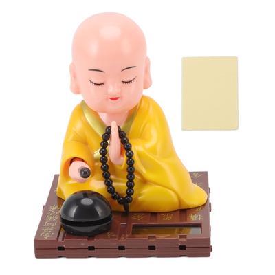 Small Buddhist Monk Solar Ornaments Light Energy Sensing Automatic Nodding Knocking Monk Decoration