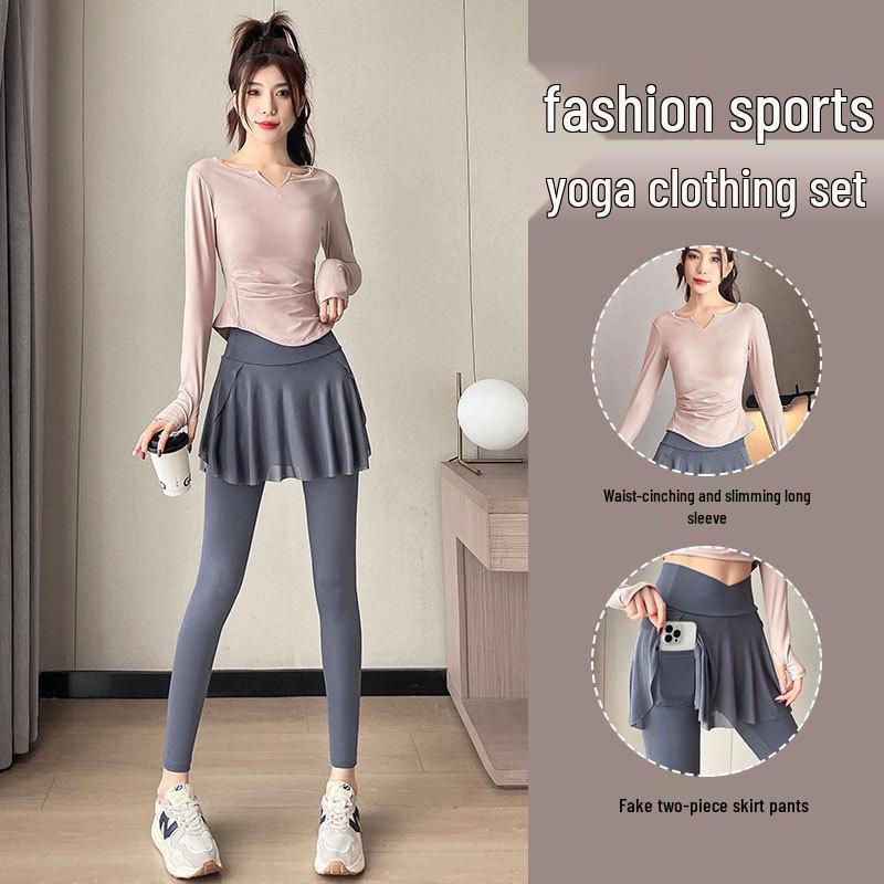 

2024 Women s High-End Yoga and Sportswear Set: Skirt, Pants for Running, Fitness, Hiking, Dance, and Badminton M (refer to bust and waist)