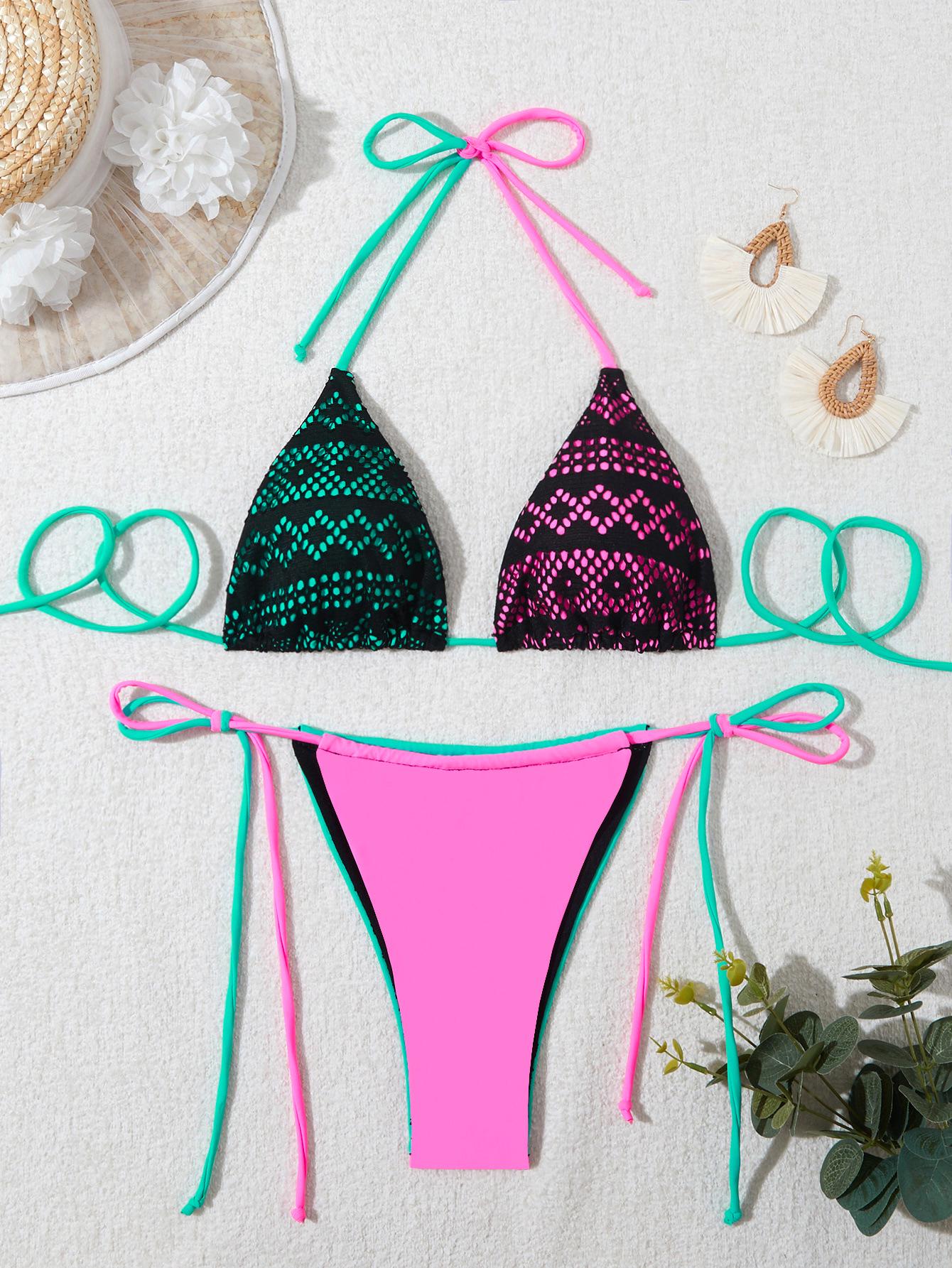 

Новый европейский и американский двухцветный сексуальный купальник-бикини из трех частей Small