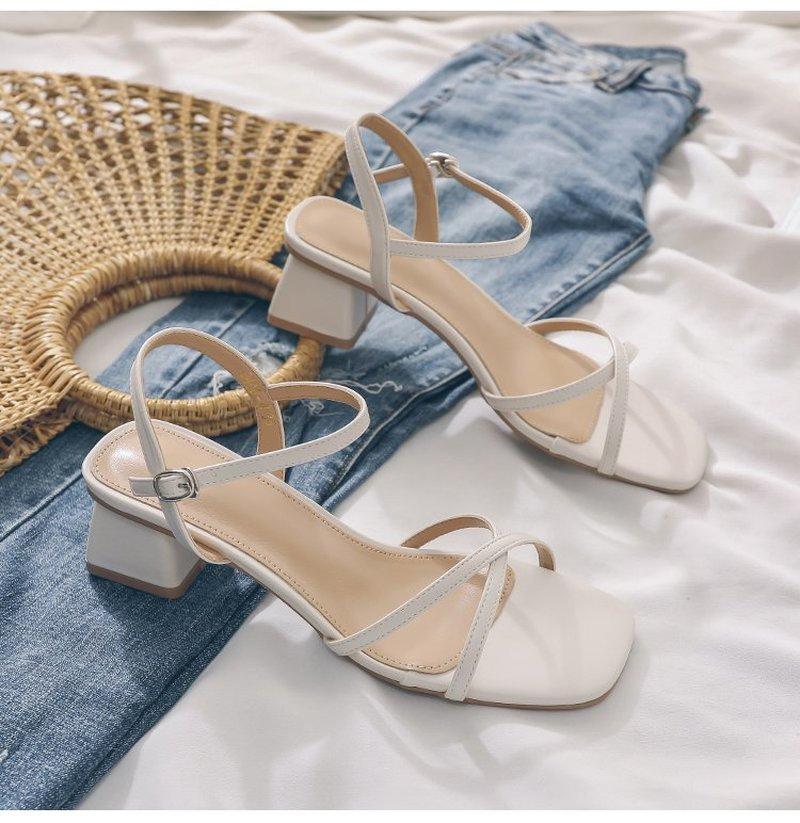

Comemore Comfortable 2024 Летние женские сандалии на блочном каблуке для девочек, черная верхняя одежда, модная элегантная обувь на среднем каблуке 40 35 бежевый