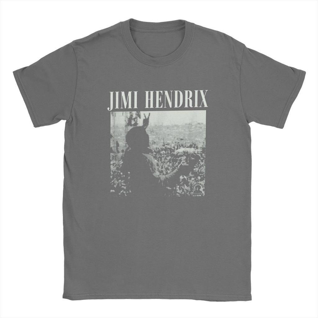 Jimi Męskie Koszulki Rock Hendrixs Na Żywo Na Woodstocku Vintage Gitara Piosenkarz T-Shirty Krótki Rękaw Okrągły Dekolt Koszulki Bawełna Duży Rozmiar Top