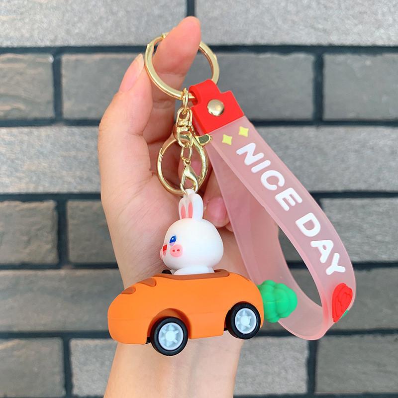 Cartoon Animal Friction Cars Keychain Charming Gifts For All Ages**
