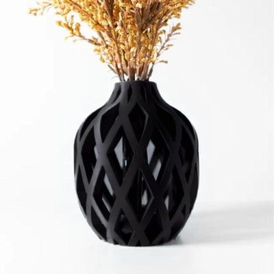 The Oyster Vase  - Elegant 3D Printed Decor Eco-Friendly PLA, Perfect for Modern Interiors (Jet Black)