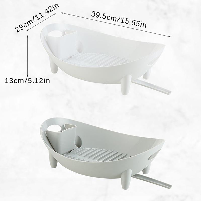 

Сушилка для посуды Овальная форма Сушилка для тарелок Чаша Контейнер для хранения столовых приборов с держателем для посуды Корзина для овощей Кухонный контейнер белый