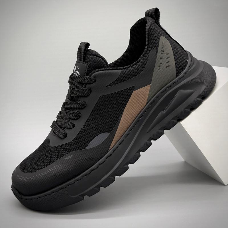 

2025 Men s Lightweight Breathable Outdoor Running Sneakers - Comfortable Autumn Mesh Shoes Size 43 чорний