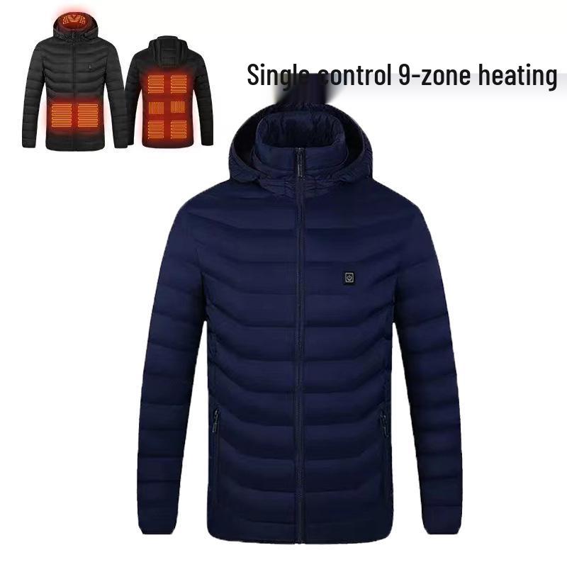 Men's Dual-Control USB Heated Cotton Coat with Nine-Zone Electric Heating