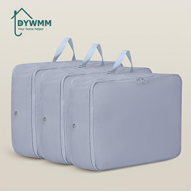

3-Pack Compression Packing Bags, Fabric Travel Organizer with Zipper Closure, Multipurpose Rectangular Storage for Clothes синий