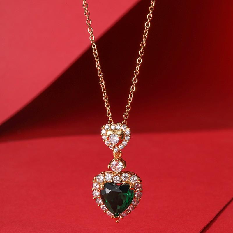 Micro-Inlaid Love Red Zircon Creative, Niche Design Style Cute Fashion Necklace Pendant