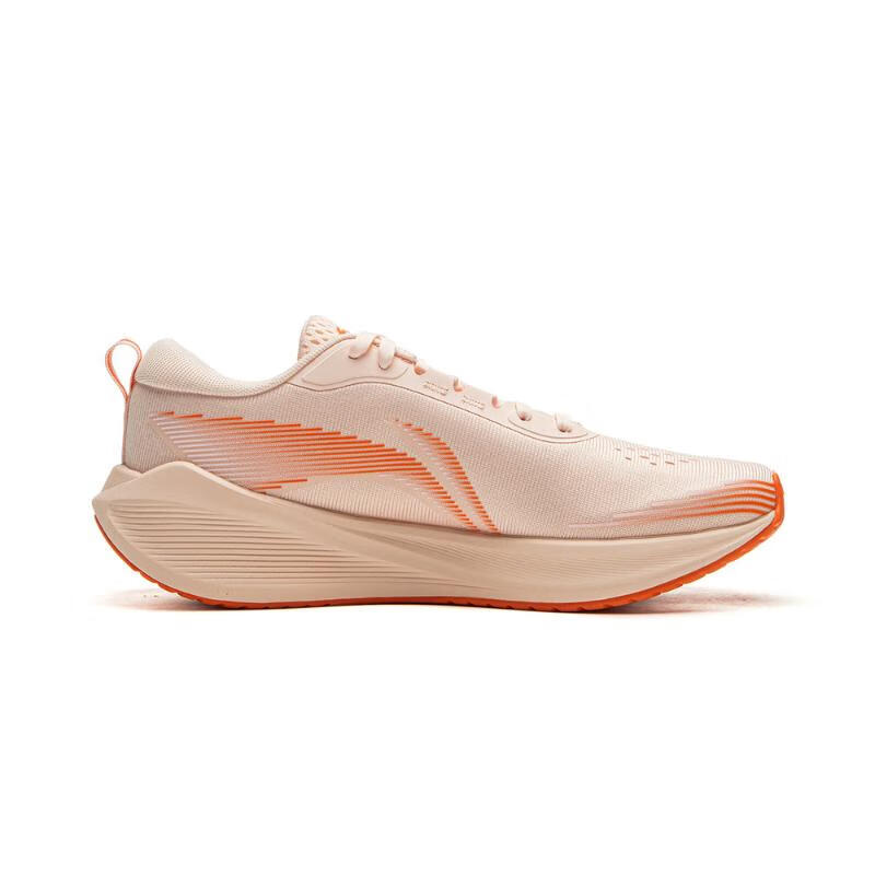 Li Ning Tread Wind Comfortable Simple Non-Slip Wear-Resistant Low-Top Running Shoes Women sneaker Beige Orange AGLU322-5
