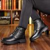Winter Men's Cowhide Snow Boots Thickened Fleece Lining Wool Insulation  Anti Slip Lace Up Casual Shoes