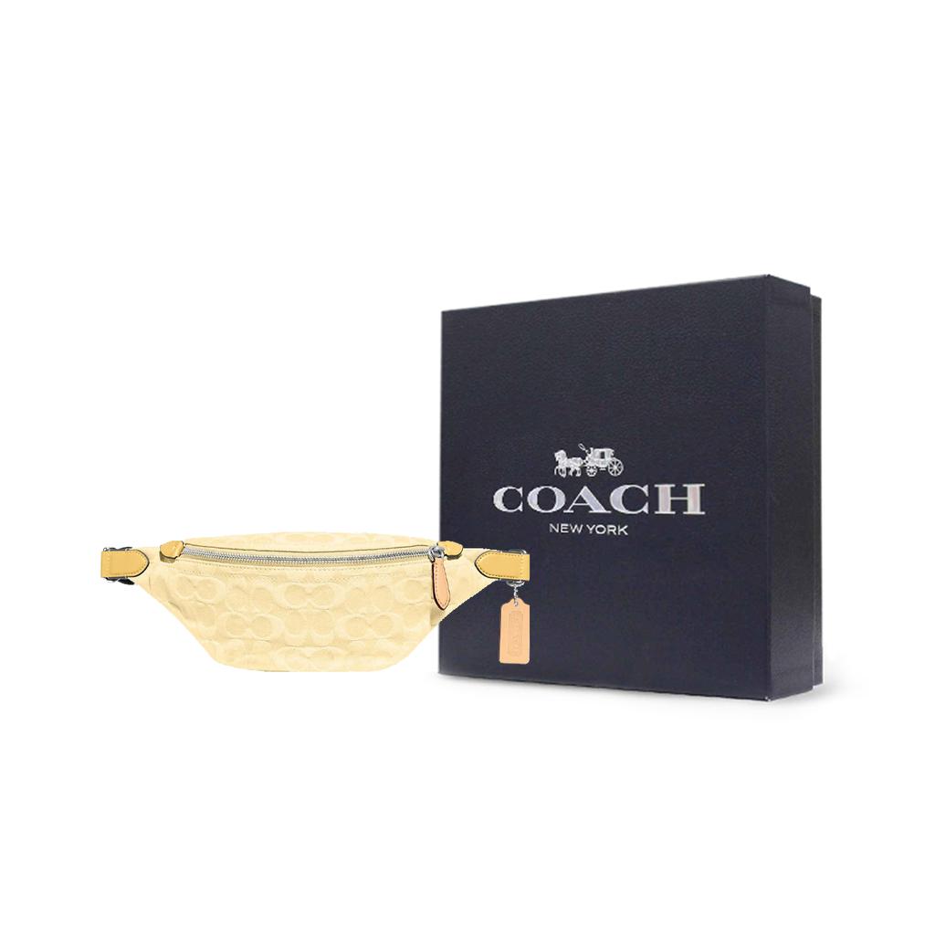 New COACH Charter Fabric Sling Bag, Fanny Pack Large Women's Light Yellow CJ825-PWE