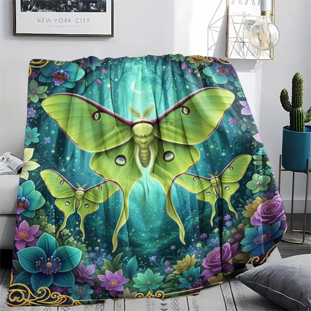 1PC 3D Butterfly Print Flannel Blanket, High Quality All Seasons, Home Decor, Warmth and Comfort, Perfect for Christmas Gifts