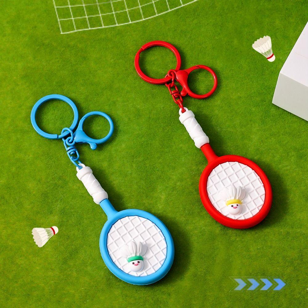 PVC Badminton Racket Keychain Cartoon Bag Pendant Funny Badminton Keyring  Couple's Gift