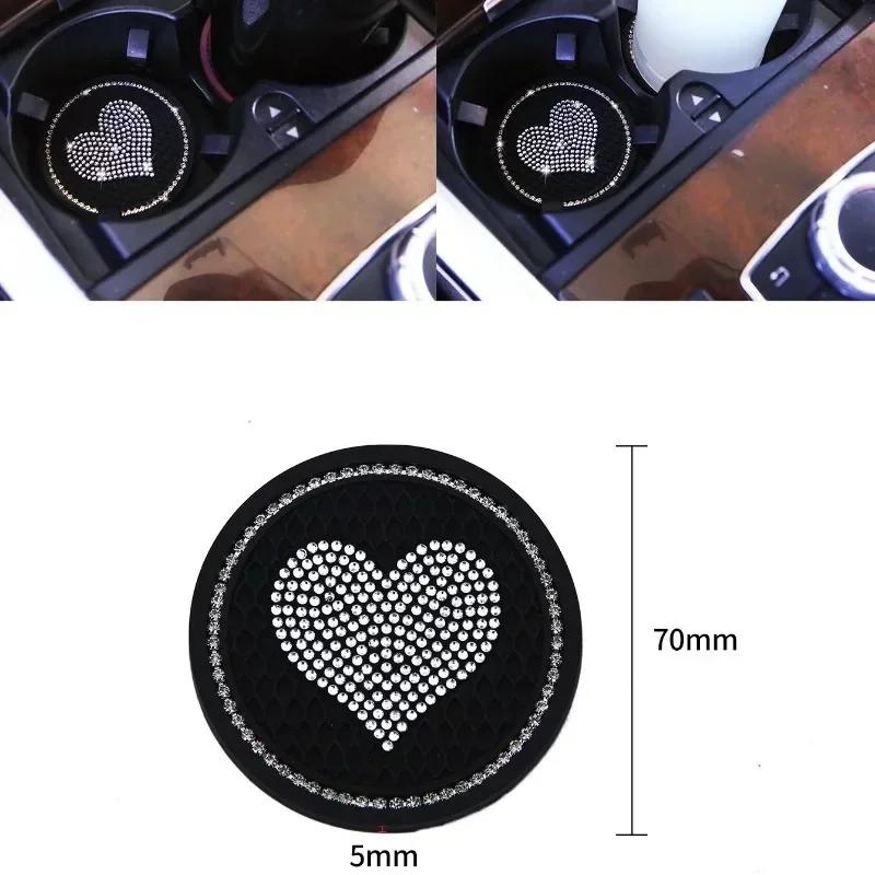 

Car Anti Slip Cup Pad, Diamond Water Diamond Heart Decoration, Car Interior Cup Bottle Anti Slip Pad, Car Accessories