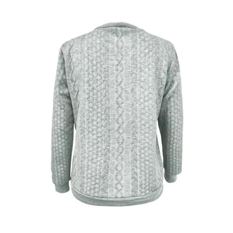 2024 Women's Loose Casual Hoodie Long Sleeve Solid Color Textured Tops Half Open Collar Autumn Winter Fashion