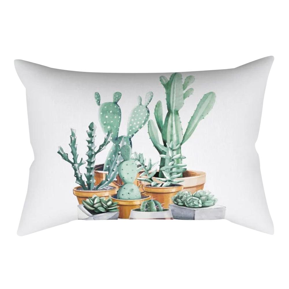 Plant Light Decorative Pillowcase Cactus Bedroom Living Room Sofa Chair Car Cushion Cover 30x50cm Home Decor Pillowcase