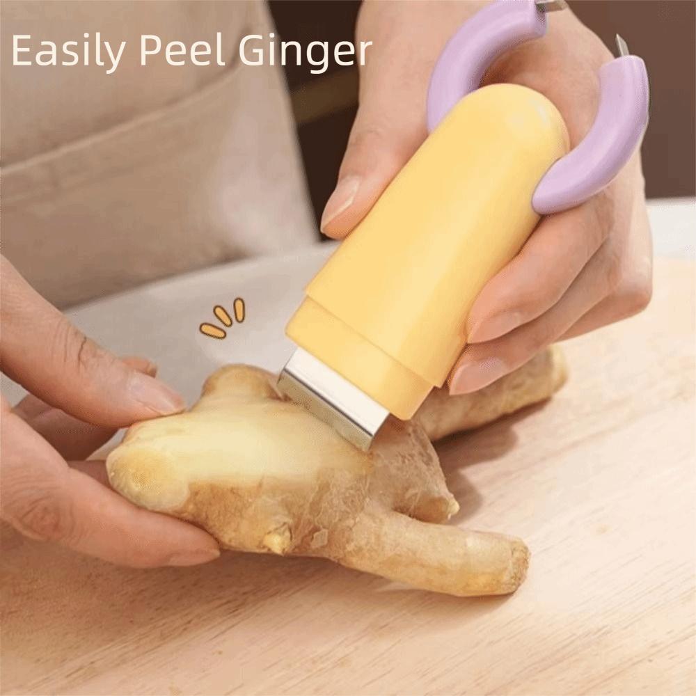 Clip Structure Garlic Peeler 2in1 Ginger Scraper Convenient Ginger Skin Removal Tool Home