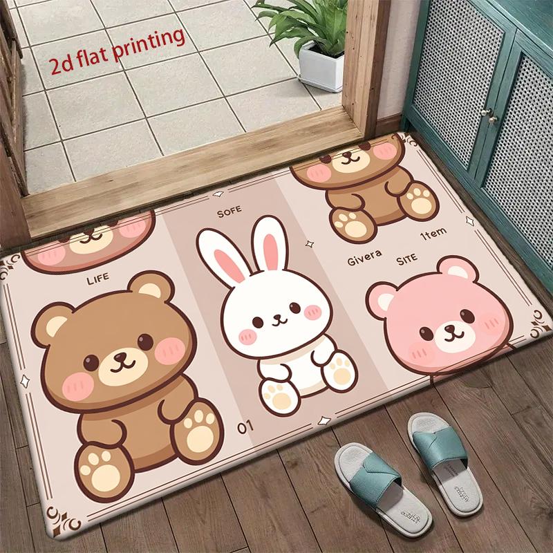 Cute Bear & Bunny Pattern Living Room Decoration Home Sofa Non-Slip Carpet Study Bedroom Tatami Children'S Soft Floor Mat