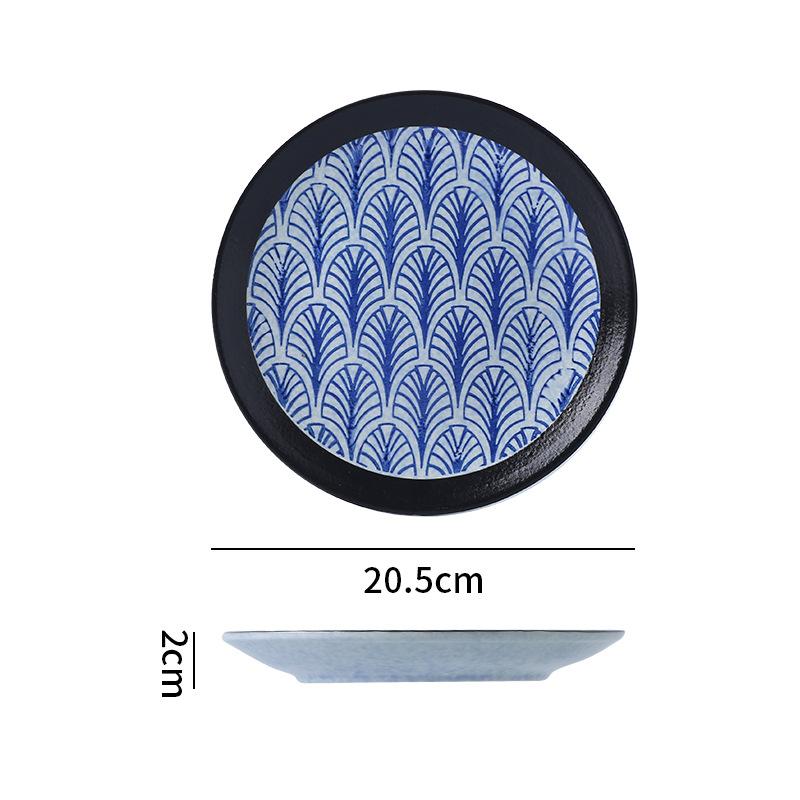 Japanese Classic Blue Pattern Tableware Hotel Style Western Food Plate Deep Plate Household High Value Shallow Plate Ceramic Disc