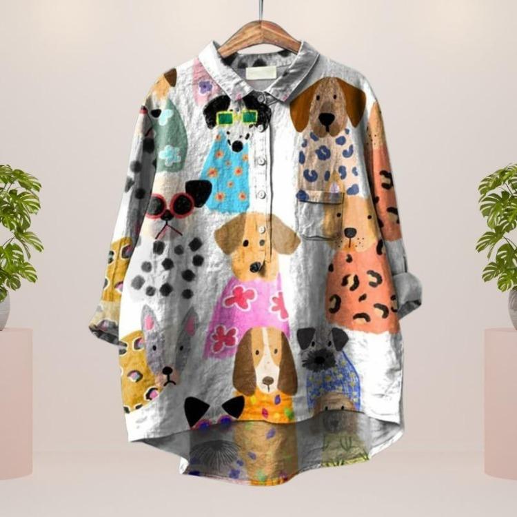 Japanese Kimono Blouse Harajuku Cute Strawberry Cats Print Women's Long Sleeve Shirt Summer Casual V Neck Cozy Loose Top