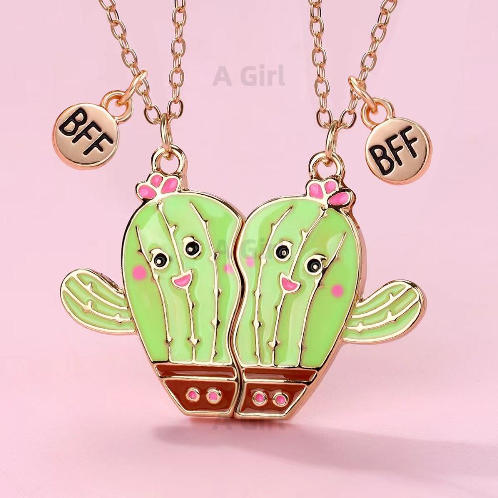Ein Mädchen 2-teiliges Set Cartoon-Tier-Serie Einhorn Meerjungfrau Capybara Anhänger Beste Freundin Halskette BFF Freundschaft Schmuck Geschenke