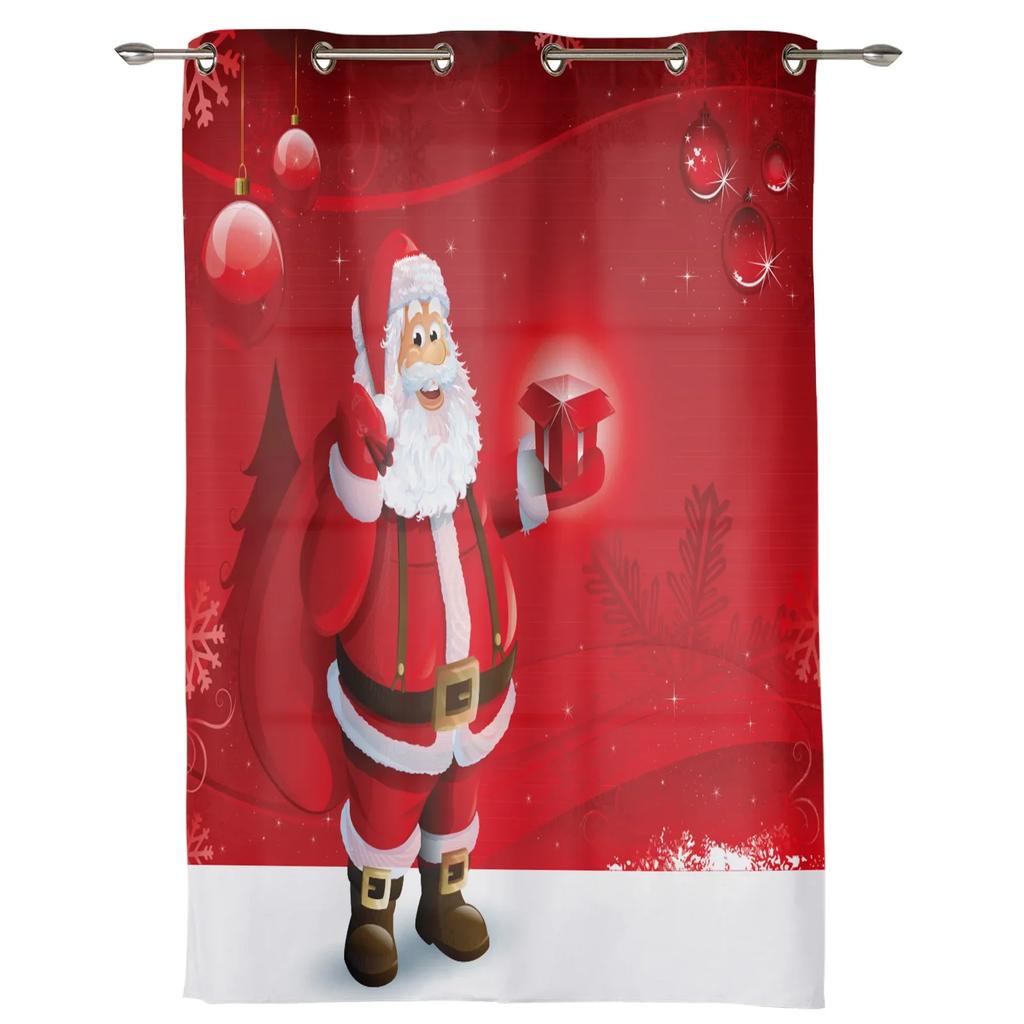 Christmas Santa Claus Decor Ball Curtains Bedroom Living Room Drapes Kitchen Children Window Curtain Home For Area Made Of Polyester