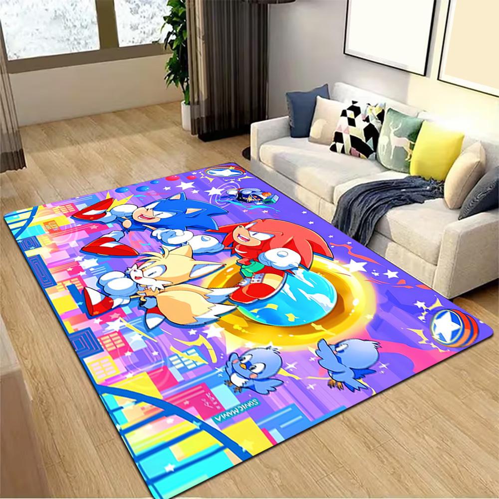 Sonic The Hedgehog Characters Decoration,Carpet,Living Room,Bedroom, Non-slip,Square rug